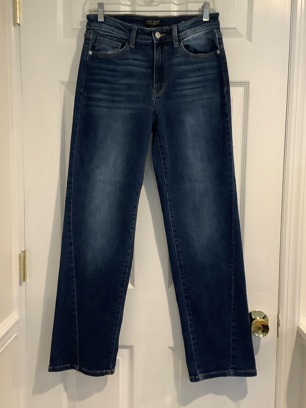 JUDY BLUE ‘Straight Fit’ Dark Wash Mid Rise Stretch Straight Leg Jeans 7\28